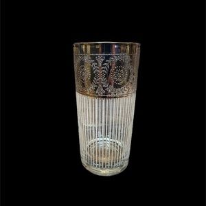 Single Silver Decorated Culver Highball 1950’s Glass 5.5” MCM
